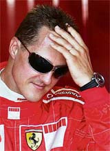 Ferrari Formula One driver Michael Schumacher of Germany leaves the pit stop on Friday after the first practice session at Istanbul Park race track, venue of the Turkish Grand Prix. The race will take place on August 27.
