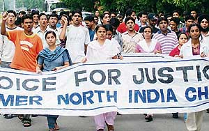 Resident doctors of the PGI take out a rally against the Central Governments move to implement the Bill providing quota for OBCs in Chandigarh on Saturday.