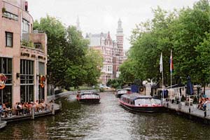 The beautiful canals and cafes of Amsterdam