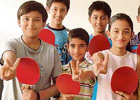 Winners of various titles in a joyous mood on the final day of the Panchkula District Table Tennis Championship at Manav Mangal School, Sector 11, Panchkula