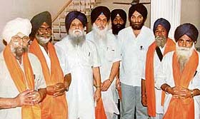 AISAD president Jaswant Singh Mann with other party leaders in Ludhiana