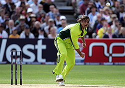 Pakistans Shoaib Akhtar in action during the Twenty20 international against England at the County Ground in Bristol on Monday.
