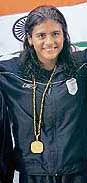 Lekha Kamath won six gold medals in swimming.