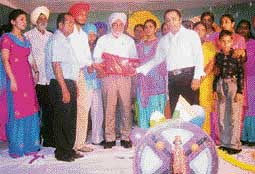 Students and staff of the Hind Institute of Paramedical Sciences at the annual function in Mandi Ahmedgarh.