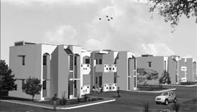 An isometric view of the proposed officers accommodation to come up at Chandi Mandir under the married accommodation project (MAP)