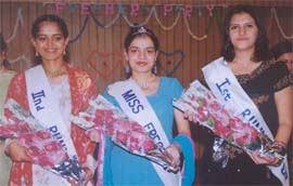 The three winners of Miss Fresher Contest at Ramgarhia Girls College here Friday evening.