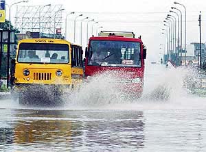 Pedestrians and those on two-wheelers had a tough time escaping getting drenched as big vehicles splashed by in Ludhiana on Wednesday.