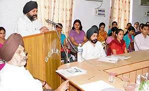 Mr Ranjodh Singh, CMD, GS Radiators, delivers a lecture at the GGN Institute of Management and Technology in Ludhiana on Wednesday.