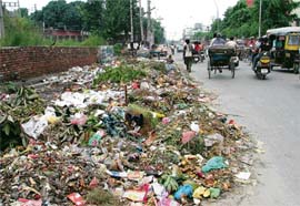 A garbage dump on the KVM School road.