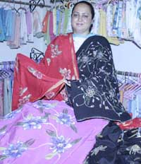 Jyoti Sandhu shows  her craf items at her boutique-cum-workshop at Sarhali village.