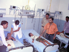 Doctors at Hind Hospital, Mandi Ahmedgarh, attend to three children who were drugged by miscreants at Chhapar Mela