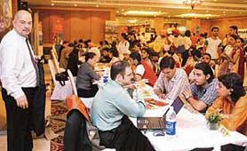 Mr Henry A.S. Ledlie, Director-India, IDP Education Australia Limited, overseeing the educational fair at the Taj in Chandigarh on Sunday.