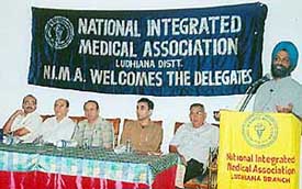 Dr G.S. Wander, chief cardiologist, Hero DMC Heart Institute, addresses a seminar on cardiology in Ludhiana on Saturday