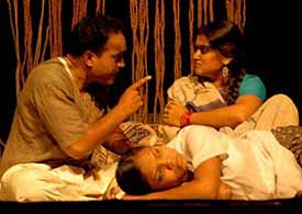A scene from Charpai staged at Tagore Theatre in Sector 18, Chandigarh, on Tuesday