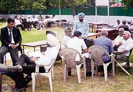 Lawyers put up their furniture on the premises of the Judicial Court Complex at 3B-1, Mohali, on Tuesday