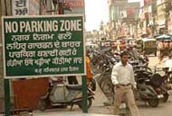 A no-parking area in Jalandhar is chock-a-block with vehicles