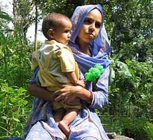 Bachittars widow, Mamta, and her 10-month-old son at her residence at Mainjha village in Palampur. 