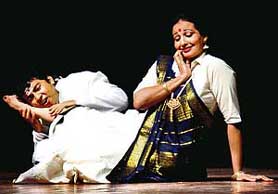 A scene from the play Prem Chand-Ek Collage at Tagore Theatre in Chandigarh on Friday. 