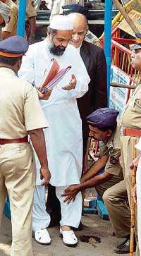 Suleman Memon, brother of gangster Tiger Memon, undergoes a thorough security check while entering the designated Tada Court in Mumbai on Friday