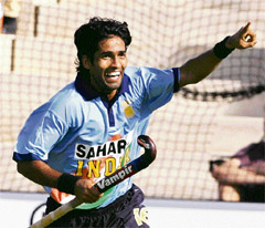 Shivendra Singh (right), Indias top scorer with four goals in the pool phase of the World Cup, was the lone bright spot. 