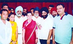 The victorious NSUI candidates with Congress president Sonia Gandhi in the Capital