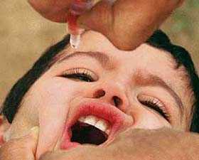 Polio drops being administered to a child in Sector 15, Chandigarh