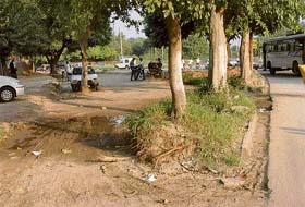An incomplete slip road opposite the gurdwara in Sector 20 in Chandigarh