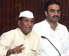 Mr Sanghpria Gautam, Senior Vice-President, Bhartiya Jana Shakti, addresses a press conference in Jalandhar on Sunday