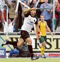 Germanys Christopher Zeller rejoices after scoring his second goal in the final