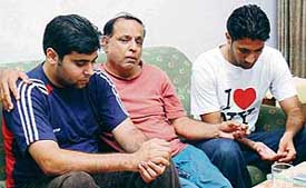 Varuns father Dinesh Nath with relatives in Sector 6, Panchkula