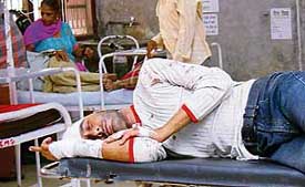Deepak, one of the accused in the murder case, at the General Hospital, Sector 6, Panchkula, on Tuesday. 