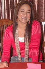Punjabi singer Satwinder Bitti strikes a pose for photogrphers while in Jalandhar to promote her new album Sabar on Thursday. 