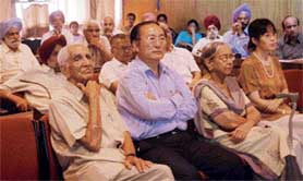 Participants at a function organised by the India-China Friendship Association at Panjab University in Chandigarh on Thursday. 