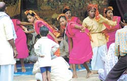 Some women from Cooch Bihar, camping in the Capital since last month to support the demand for a separate ministry for development of Greater Cooch Bihar, broke into a dance at Jantar Mantar on Friday to attract attention.