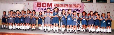 Students present an item on the occasion of Grandparents Day at BCM Arya Model Senior Secondary School in Ludhiana on Friday