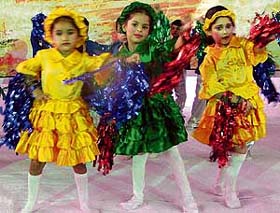 Schoolchildren present a dance item at the annual function of the Swami Ram Tirtha Public School in Mohali