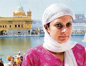 Bollywood actress and TV anchor Mandira Bedi comes out of the Golden Temple after paying obeisance on Saturday .