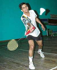 Ashish on his way to winning the final of men's title during the 18th Chandigarh State Open Badminton Championship at the Sports Complex, Sector 42, Chandigarh, on Sunday
