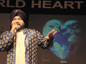 Punjabi pop singer Daler Mehndi performing at a function to mark the World Heart Day at Kamani Auditorium in the Capital on Sunday