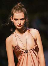 A model displays a creation as part of Blugirls spring/summer 2007 womens collections at the Milan Fashion Week on Monday.
