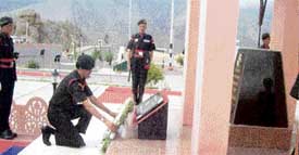Lieut-Gen Susheel Gupta, Colonel of the Regiment, lays a wreath at the Ladakh Scouts Regimental Centre War Memorial