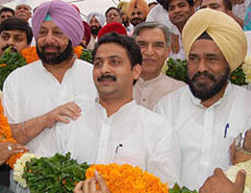 The new president of the Punjab Youth Congress, Mr Vijay Inder Singla, who took charge in Chandigarh