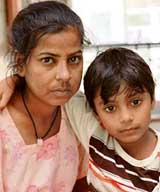 Sudesh Kumari with her child at the PGI in Chandigarh