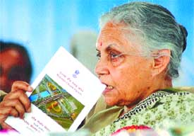 Chief Minister Sheila Dikshit in a pensive mood during the foundation stone laying ceremony of a flyover at Mukarba Chowk on G T Karnal Road in the Capital on Tuesday