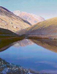 Sartoo glacial pond located in the Great Himalayan National Park at an altitude of 3,500m.