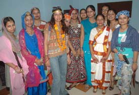 Young students pose for the fancy dress show Dress in mood held by the Inter National Institute of Fashion Design (INIFD), Jalandhar. 
