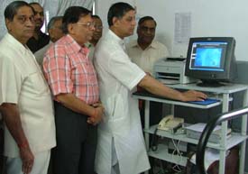 The Punjab Minister for Science and Technology, Mr Rakesh Pandey, inaugurates the heart and lung care centre at Shree Raghunath Hospital in Ludhiana on Tuesday