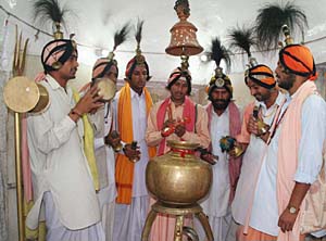 Jangams sing Shiv Vivah at the historic Dungha Shivala in the walled city of Amritsar.