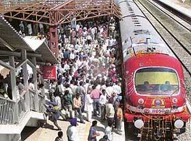 The first Chandigarh-Morinda train reaches the Mohali railway station