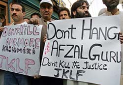 JKLF activists protest against the death sentence to Afzal Guru in Srinagar